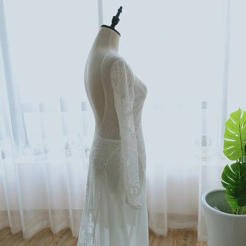 Vestidos de casamento mangas compridas, renda, boêmio,