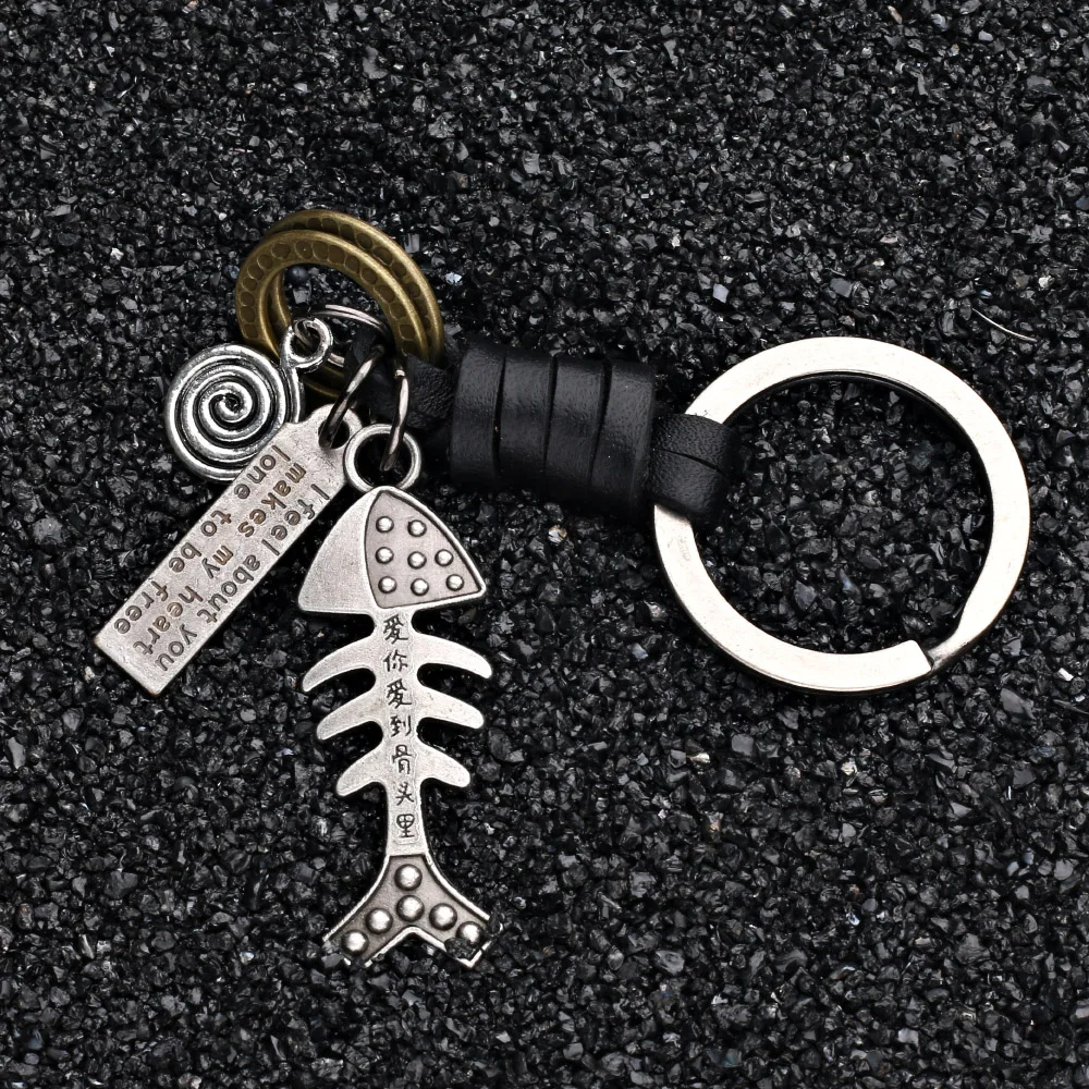 Брелок с рыбками новинка 2017 брелок из натуральной кожи в стиле панк модные