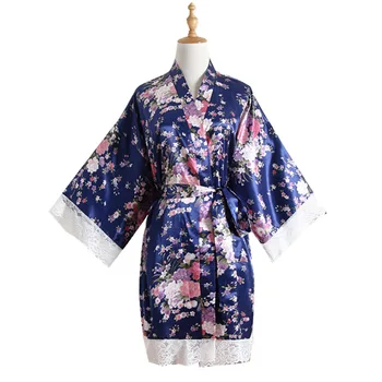

Lace Women Robe Spring Floral Polyester Bridesmaid Robe Lingerie Bathrobe Silk Robes for Women Plus Size Womens Tops and Blouses