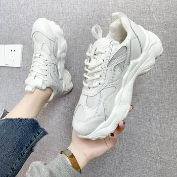 

2020 Spring-Summer-European Leg Fried Street Platform-Style Lace-up Was Thin Sports White Dad Shoes Women's Ins Tide Shoes