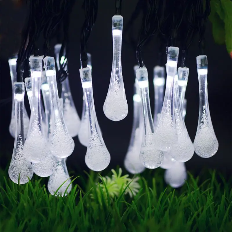 20 футов 30LED Капля воды солнечные гирлянды для дома, сада, свадьбы, вечерние украшения