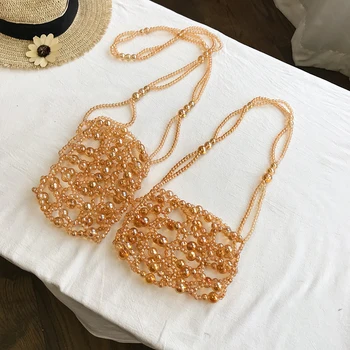 

Brand Hand-woven Bags Lady Beaded Shoulder Bag Women Party Vintage Handbag Ins Small Flap Bag Mini Cross Body Bag 2019 Clutch