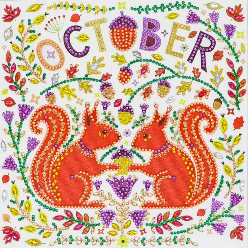 October Squirrel 5D Special Diamond Painting Embroidery Needlework DIY Crystal Q6PE