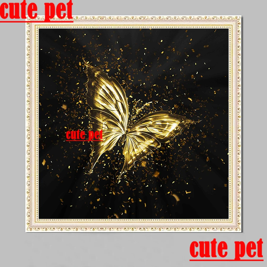5D puzzle Golden Butterfly diamond painting diy embroidery cross stitches full drillHome Wall Decor wallpaper | Дом и сад