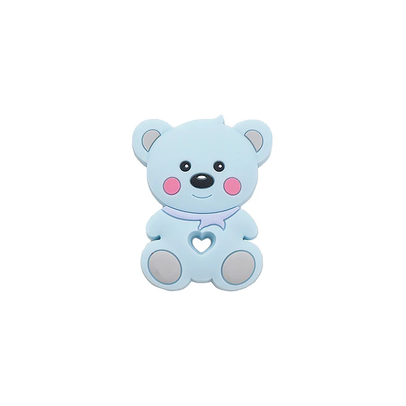 Chenkai 10 шт. силиконовый Teddy Teether детский мультяшный медведь Прорезыватель для зубов пищевой сорт для DIY жевания кормящих сосок цепи аксессуары - Цвет: Синий