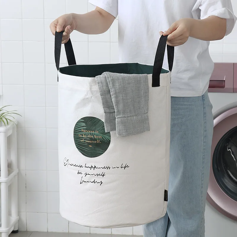

Large Collapsible Laundry Basket Drawstring Waterproof Baby Laundry Hamper Dust-proof Storage Barrel Bucket Washing Organizer