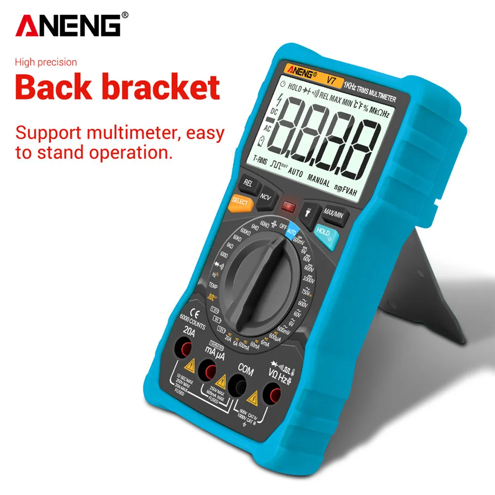 Black V7 Digital Multimeter 6000 Counts Avometer Transistor Capacitor Tester Multimetro Digital Profissional LCR Meter Multimetr Black V7 Digital Multimeter 6000 Counts Avometer Transistor Capacitor Tester Multimetro Digital Profissional LCR Meter Multimetr