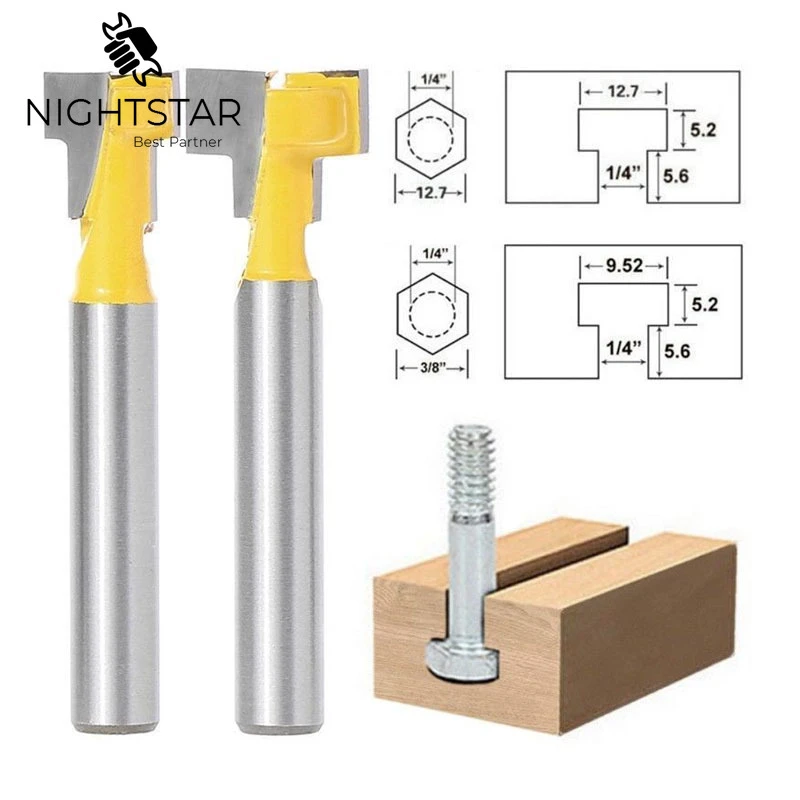 2Pcs 1/4 Inch Shank T Slot Keyhole Cutter Wood Router Bit Carbide