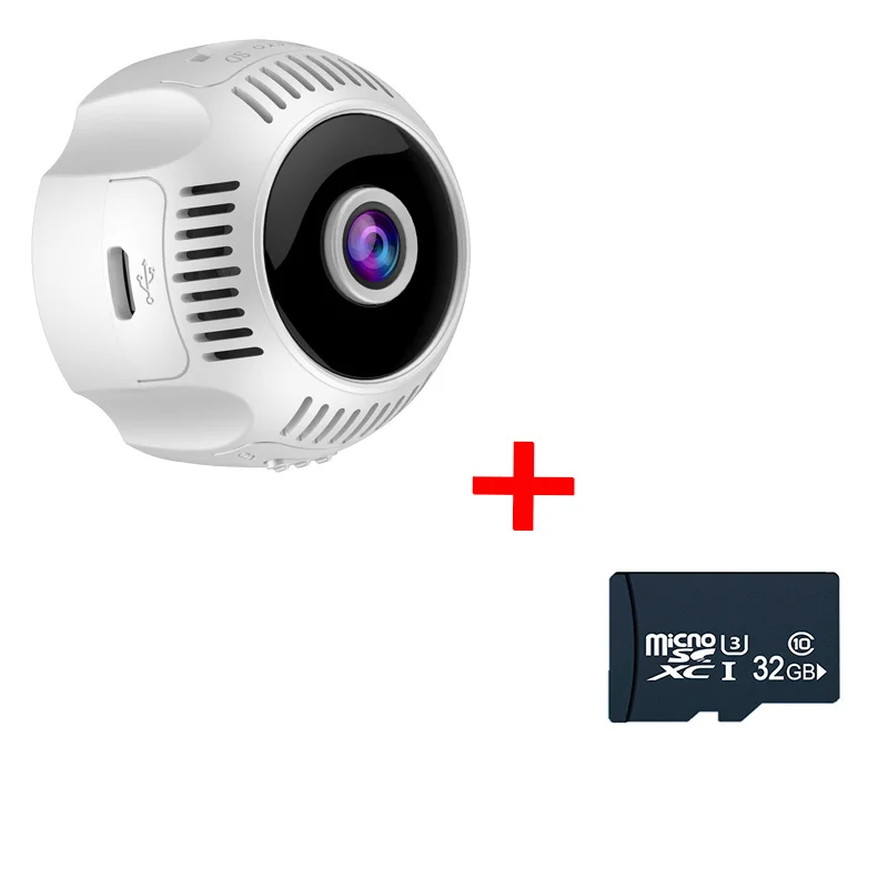 Wearable Wireless Mini WIFI Camera HD 4K 1080P Micro LED Video IP Camera Infrared Night Vision Network Intelligent Monitoring - Цвет: white and 32g card
