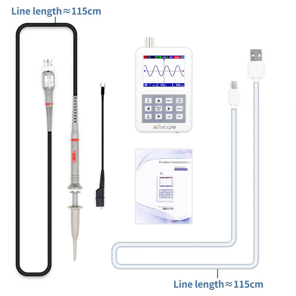 

KKmoon 2031H Digital Oscilloscope Mini Handheld Oscilloscope With 30M Bandwidth 200MS/s Sampling Rate + P6100 Oscilloscope Probe