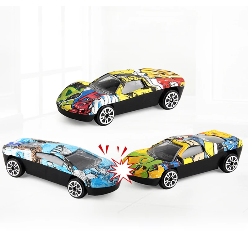Мини игрушки из сплава автомобиль литья под давлением мультфильм моделирование транспортных средств металлические скользящие спортивные граффити автомобиль карманная модель детские подарки