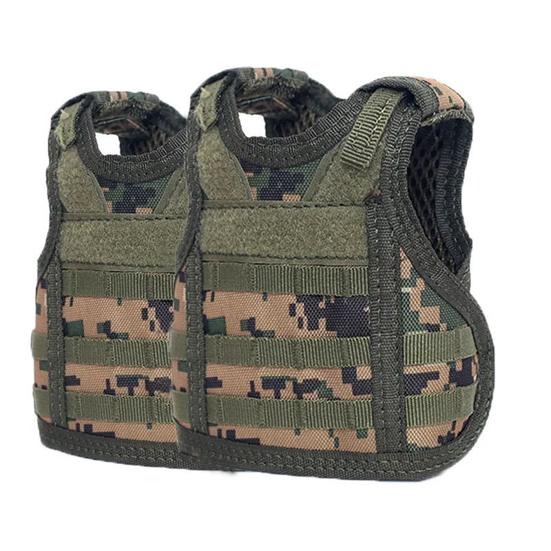 woodland digital 2pc Тактический Мини-жилет для бутылки военный чехол для пивной бутылки охладитель напитков мини-жилет с регулируемыми плечевыми ремнями для бутылки - Цвет: woodland digital 2pc