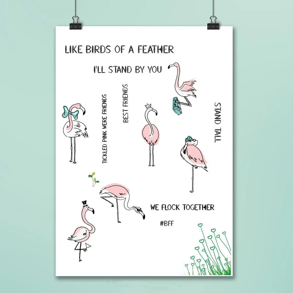 Flamingo Clear stamps For DIY Scrapbooking/Card Making/Album Decorative Rubber Stamp Crafts | Дом и сад
