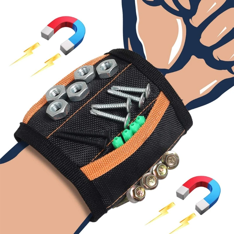 Magnetic Wristband Bag Tools Wrist Belt with 15 Strong Magnets for Holding Screws Nails Drill Bits Bracelet technician tool bag