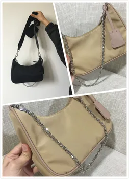 

By H 2020 Newest Vintage Style Nylon Black Shoulder Bag Mulit Pocket Crossbody Key Bag Fashion Desinger Khaki Pink Nylon