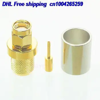 

DHL 100pcs RPSMA male jack crimp RG8 LMR400 RG213 RG165 RG393 RG214 male connector gold connector 22ds