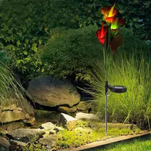 Светодиодный светильник на солнечной батарее с регулировкой света розовый Калла стиль для наружных садовых дворов украшения