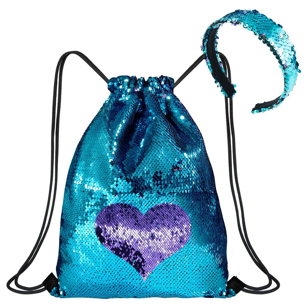Mermaid Sequin Glittering Outdoor Shoulder Reversible Backpack Drawstring Bag Mermaid Sequin Glittering Outdoor Shoulder Reversible Backpack Drawstring Bag