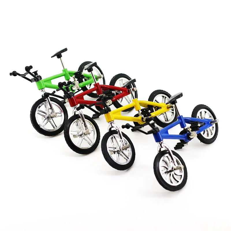 2/4pcs Baby Boy Toys Finger Skateboards Bicycle With Brake Rope Blue Simulation Alloy Finger Bike Toys For Children Gift Mini Si