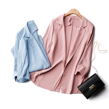 

Chiffon Blazer Women Elegant Office Woman Suit Jacket Fashion Long Sleeve Loose Casual Solid Coat Summer Autumn Blazer Feminino
