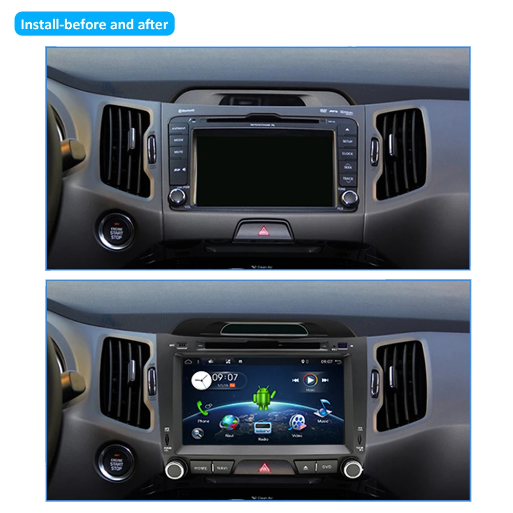 Discount Android 9.0 Octa Core Headunit Car DVD player for KIA Sportage R 2014 2011 2012 2013 2015 Gps wifi  BT 3g/4g net Radio Bluetooth 2