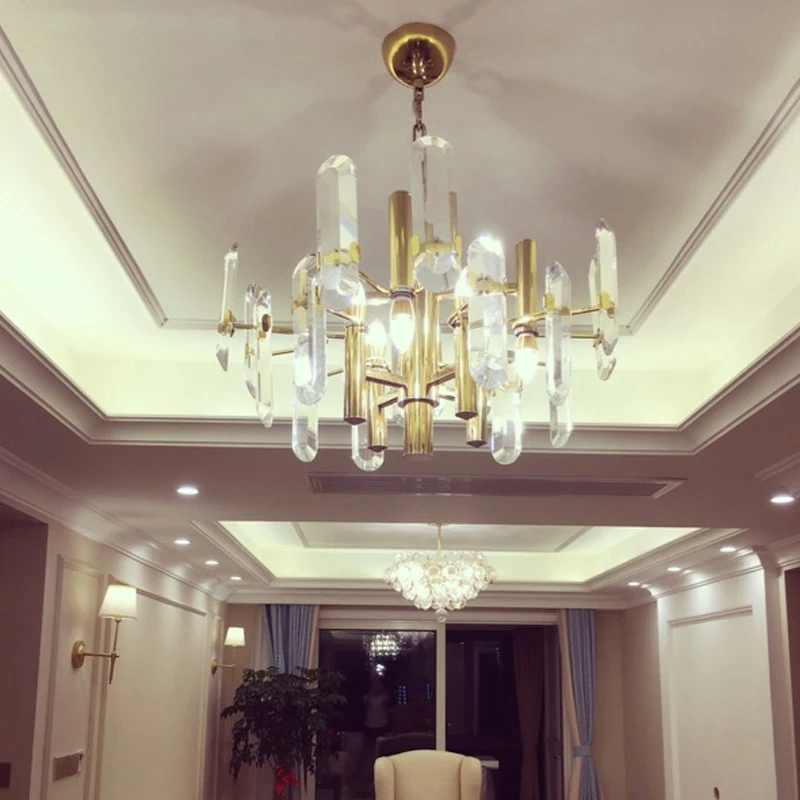 New LED modern crystal chandelier Nordic living room decoration luxury American gold villa lamps lustre cuisine