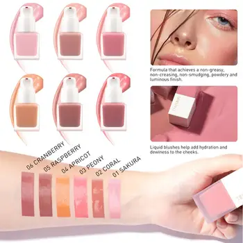 

6 Colors Natural Waterproof Long Lasting Face Cheek Liquid Blush Makeup Blusher Face Contour Blusher Cosmetic Silky Blush