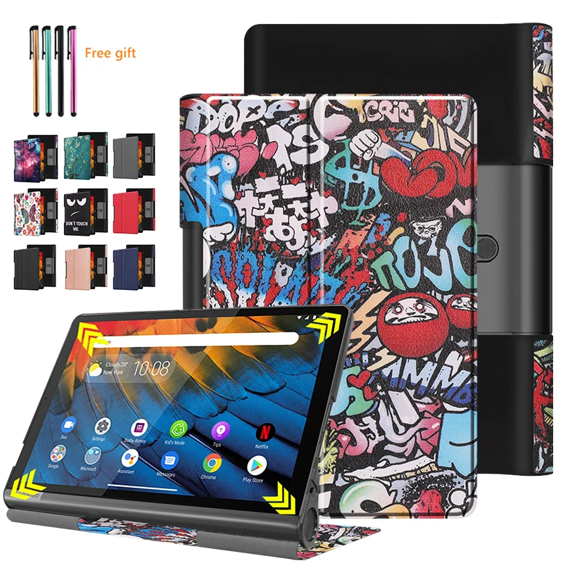 Protective Case For Lenovo Yoga Smart Tab YT-X705F 10.1&quot tablet Slim Folding Cover 5 YT-X705 Case+pen gifts | Компьютеры и офис
