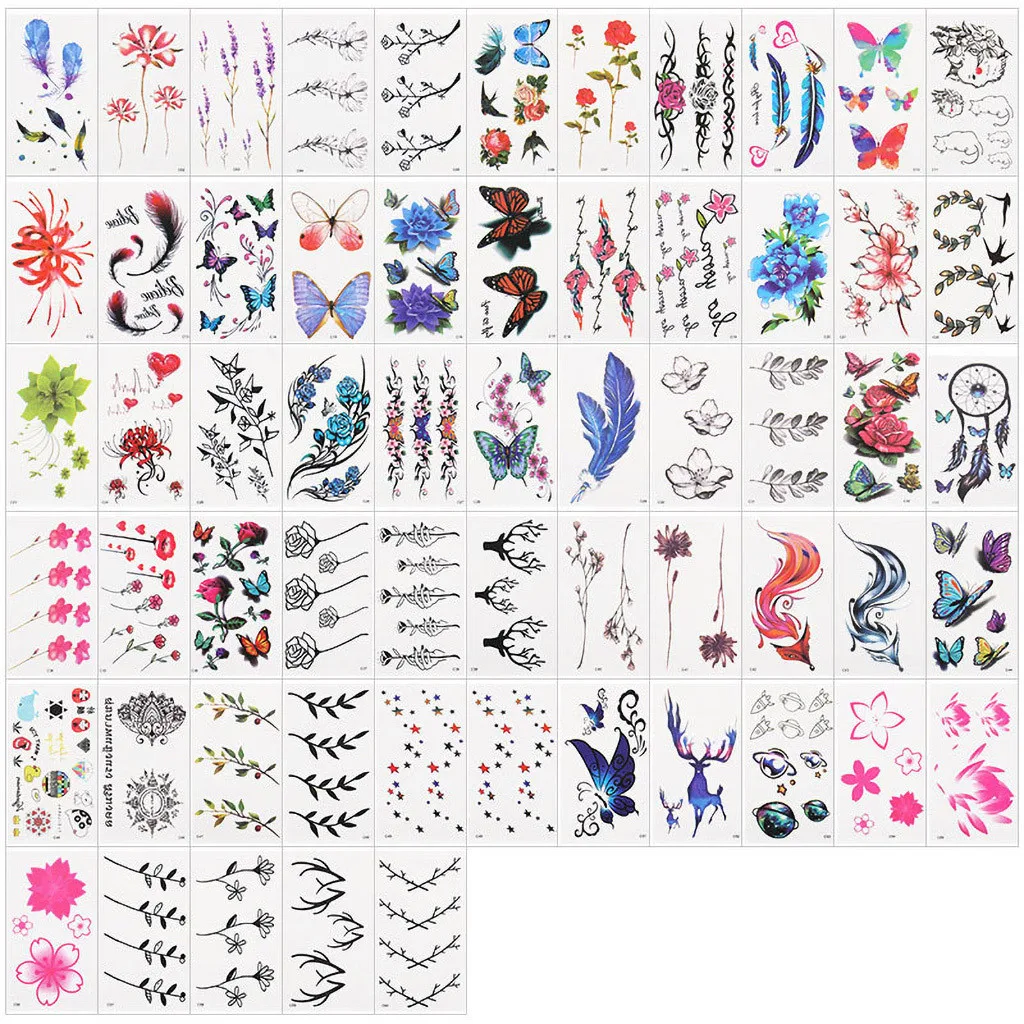 60 Sheets Rainbow Tattoos Expression Tattoo Sticker Face hand Lovely Body Art Fake Tatoo Temporary Waterproof Taty | Красота и