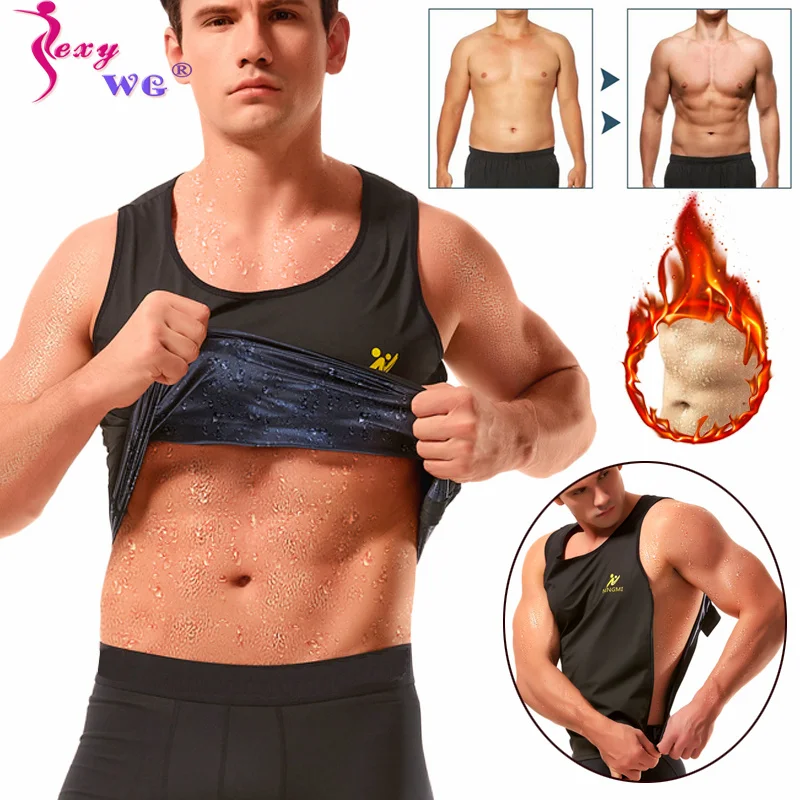 

SEXYWG Zipper Waist Trainer Vest Weight Loss Workout Gym Tops for Men Body Shaper Shirts Sauna Sweat Suits Slimming Corset Tops