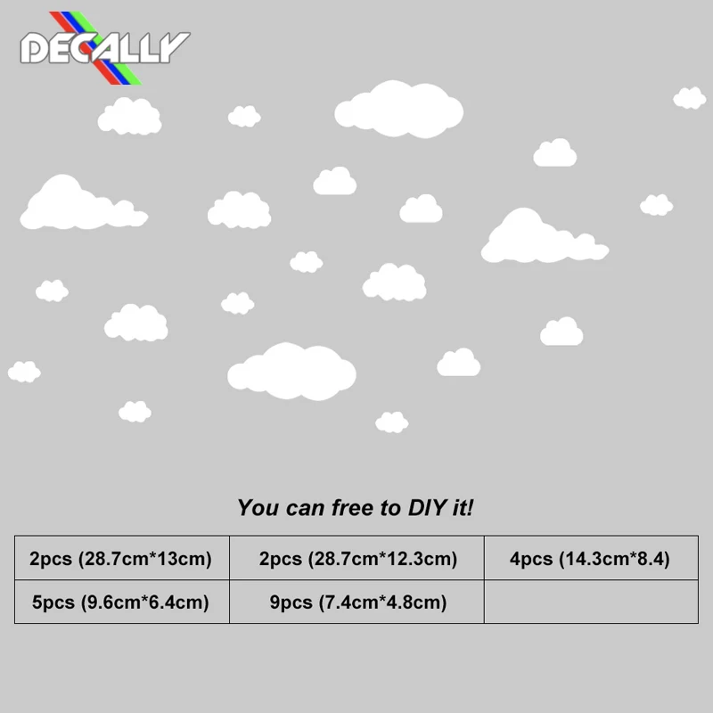 Настенные Переводные картинки разноцветные обои с 5 разными дизайном облако для