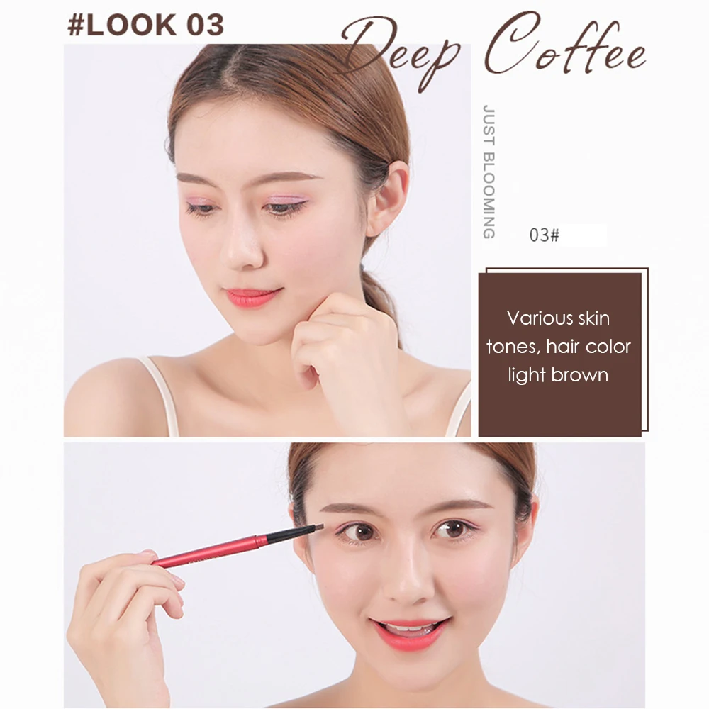 4 Colors Waterproof Natural Eyebrow Pen Soft Double-Headed Eye Brow Tint Lasting Easy To Wear Brown Grey Eyebrow Pencil TSLM2