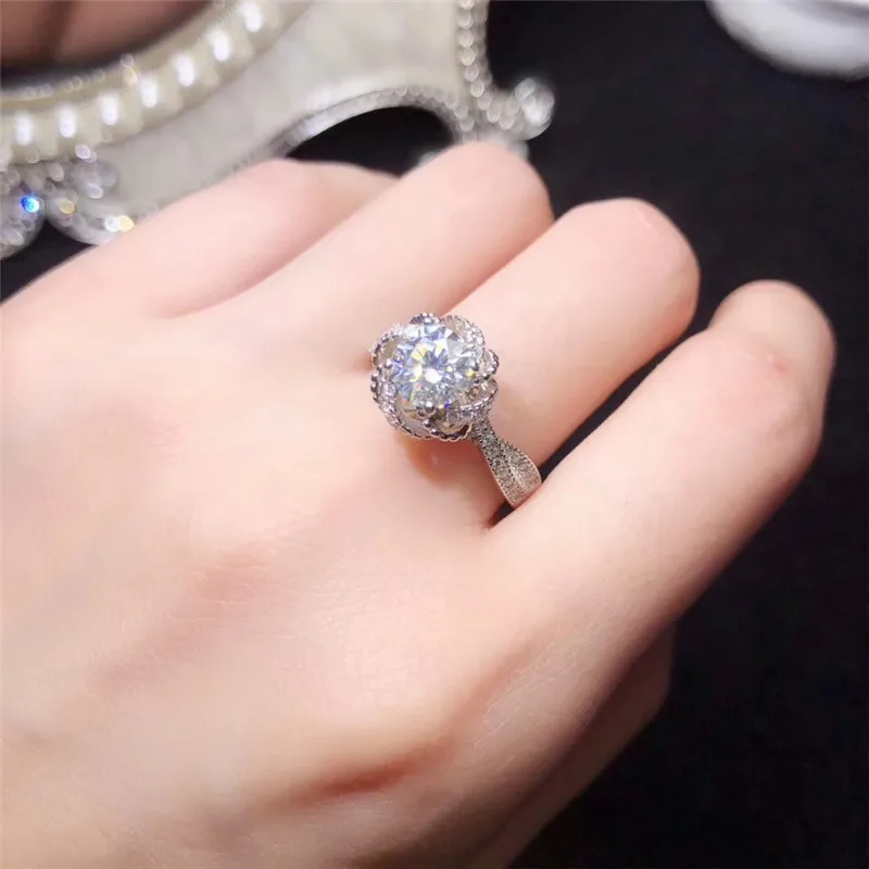 PROCOGEM Moissanite розовые кольца 1ct VVS отличные женские вечерние Обручальные кольца для невесты из стерлингового серебра 925 пробы ювелирные украшения#671