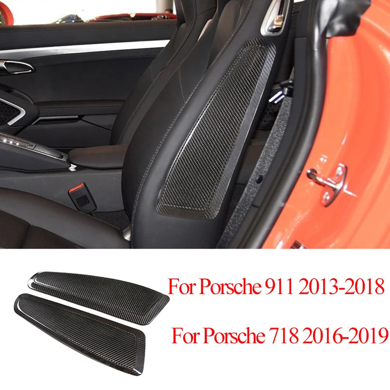 2 шт. Настоящее углеродное волокно для Porsche 911 718 2013- салона автомобиля сиденье боковая панель отделка Аксессуары