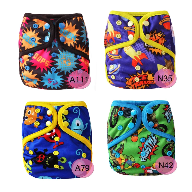 mix color 4pcs 4 шт. детские памперсы, тканевые подгузники, многоразовые водонепроницаемые подгузники, детские подгузники, подгузник для новорожденных, Мультяшные моющиеся подгузники - Цвет: mix color 4pcs