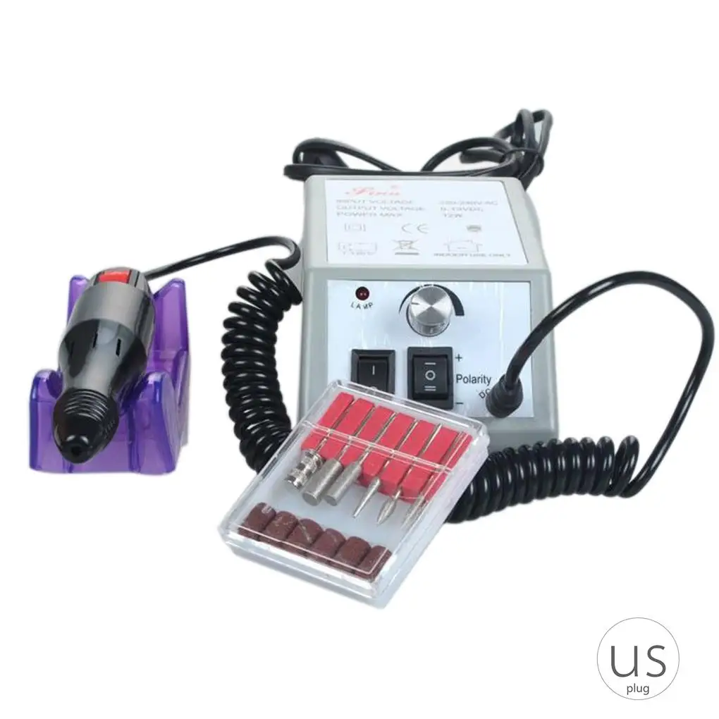 Электрическая дрель для ногтей с вилкой EU/US, оборудование для маникюра, инструменты для педикюра, акриловая фреза для ногтей, набор сверл для ногтей