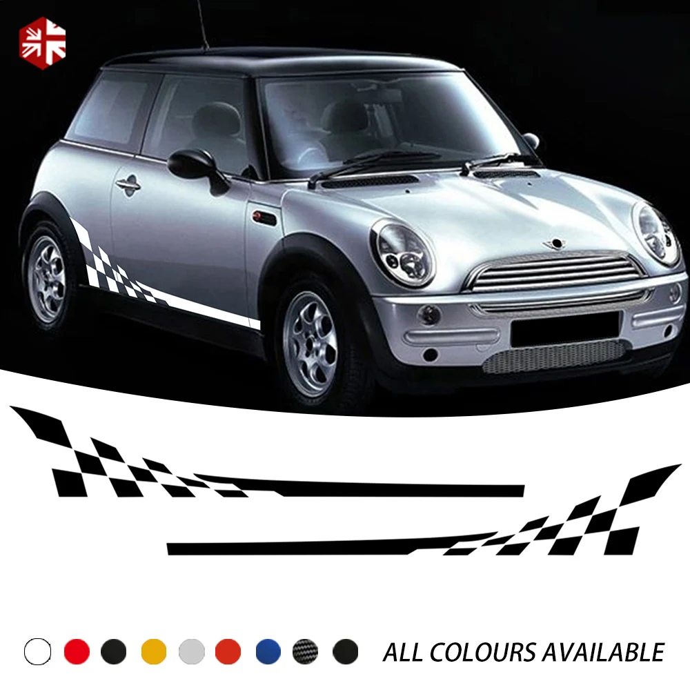 

2 Pcs Racing Lattice Styling Door Side Stripes Sticker Graphics Vinyl Body Decal For MINI Cooper R50 R52 R53 Accessories