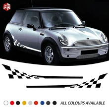 2 Pcs Racing Lattice Styling Door Side Stripes Sticker Graphics Vinyl Body Decal For MINI Cooper R50 R52 R53 Accessories