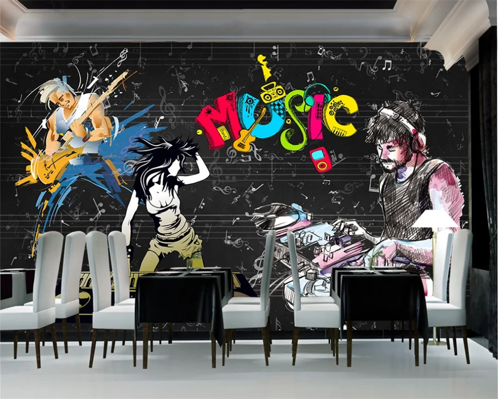 XUE SU Custom wallpaper photo background wall 3D-8D mural music bar KTV background wall decoration painting