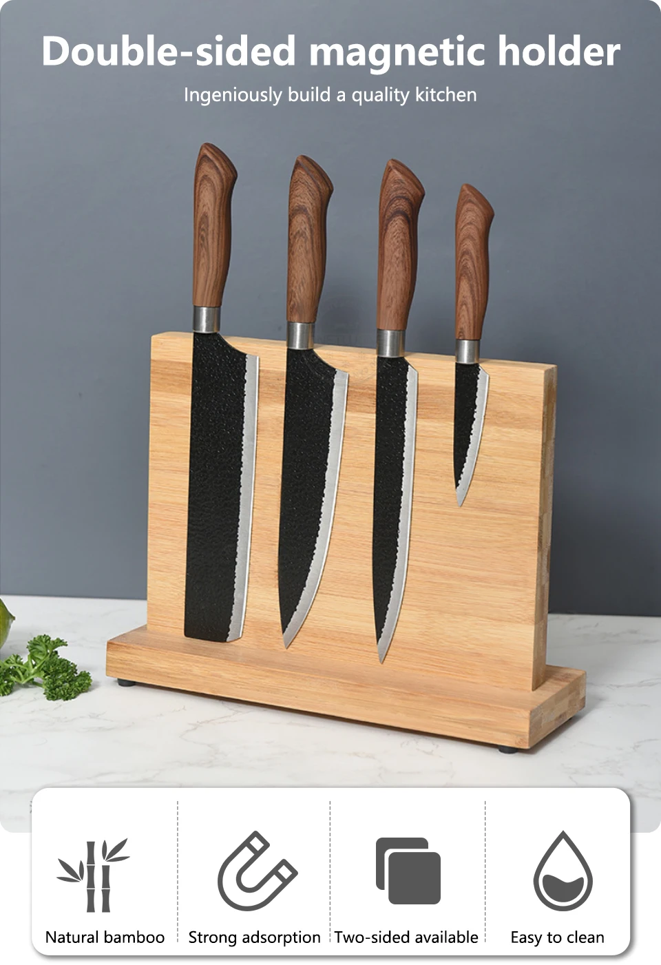 Kitchen Magnetic Knife Holder With Powerful Magnet Bamboo Wood Magnetic Knife Guard Holder Knife Organizer Block Blocks Roll Bags Aliexpress
