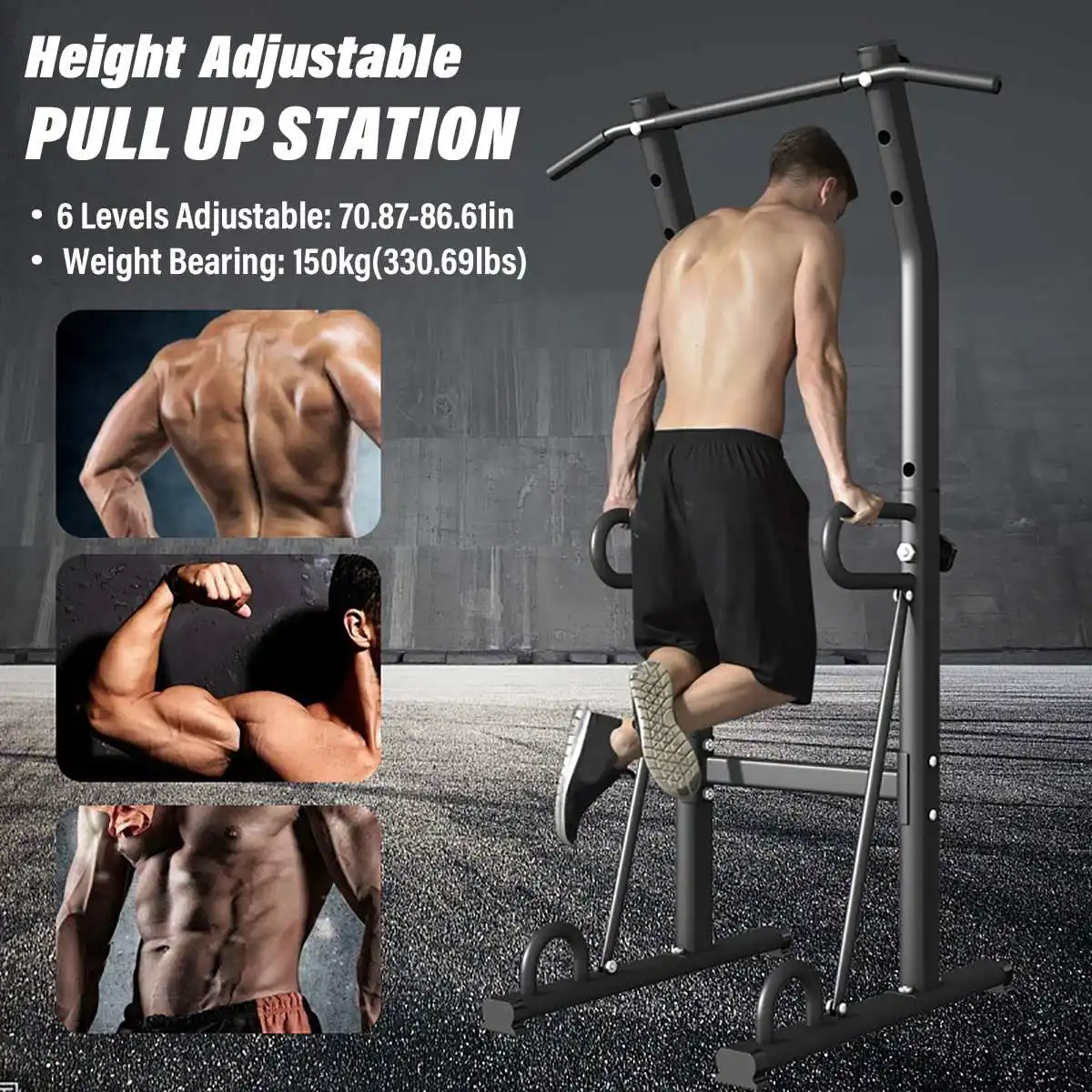 US $100.04 Pull Up Station Adjustable Horizontal Bar Abdominal Muscle Trainer Home Gym Fitness Equipment Workout Strength Training Tool