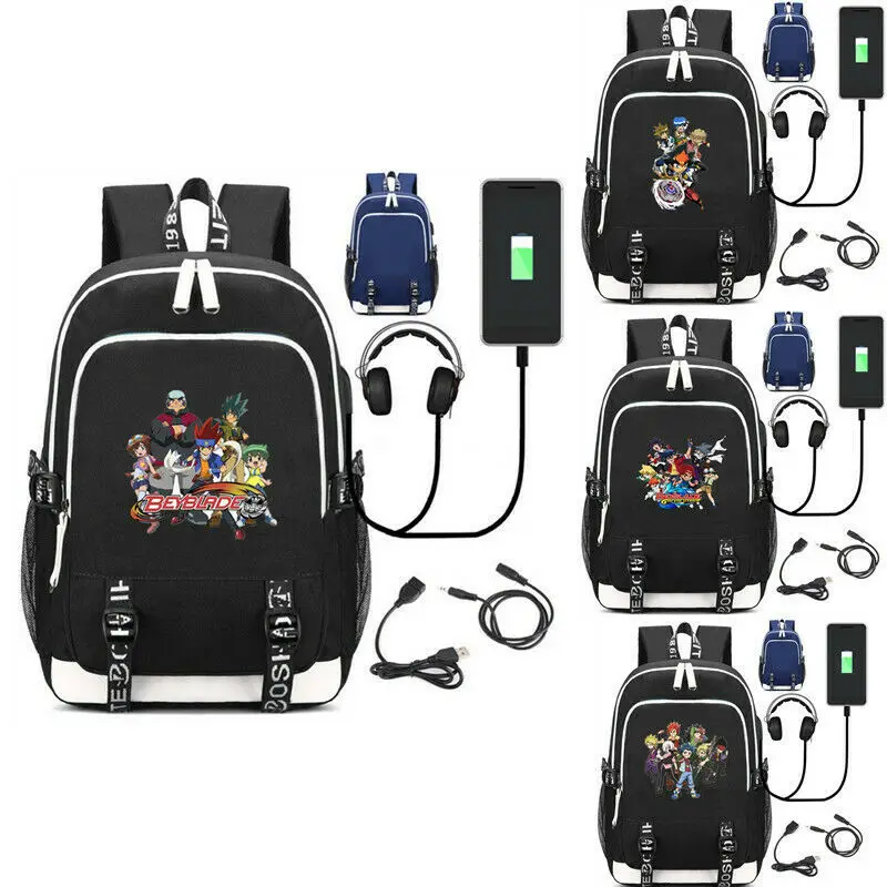 Beyblade burst Эволюция команды Рюкзак Школьная Сумка с USB порт для зарядки Mochila сумки