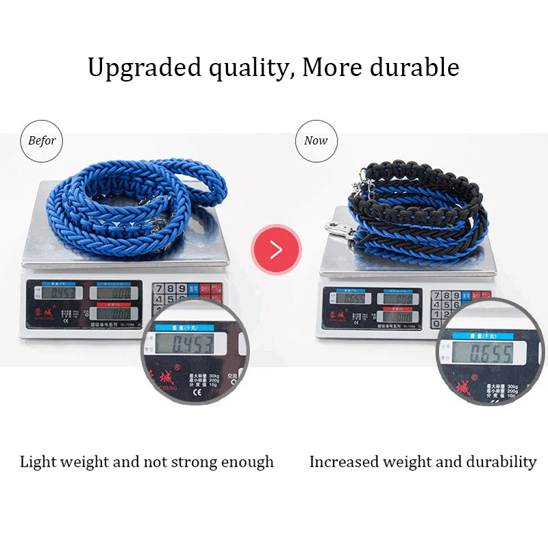 Nylon Braided Rope Leash For Dogs Large Dog Leash Metal P Chain Buckle Dog Collars And Set Traction Rope Chain