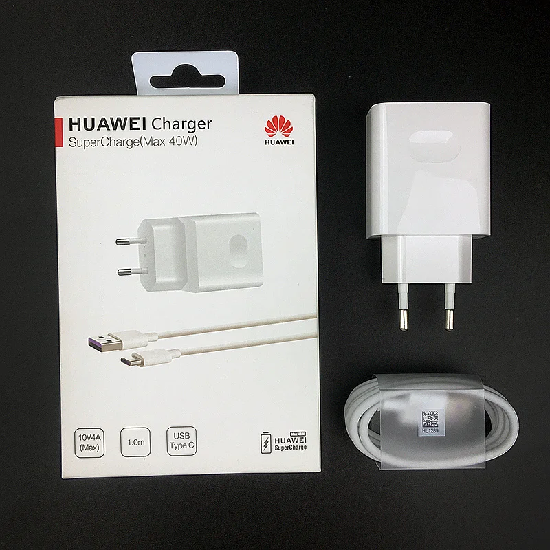40W charger box Оригинальное быстрое зарядное устройство huawei, Адаптивная мощность 40 Вт, супер зарядное устройство 5А, USB type c, кабель для p30 pro p20 pro mate 30 pro Nova 5 5t 5 pro - Тип штекера: 40W charger box
