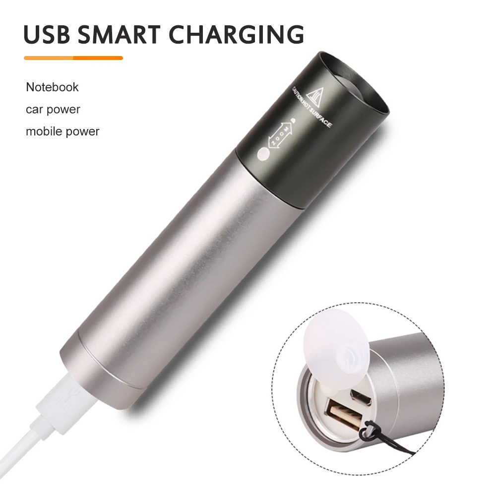 New Flashlight Mini T6 LED Waterproof Work Lamp USB Outdoor Camping Hunting Torch Light Portable Pocket Night Lantern