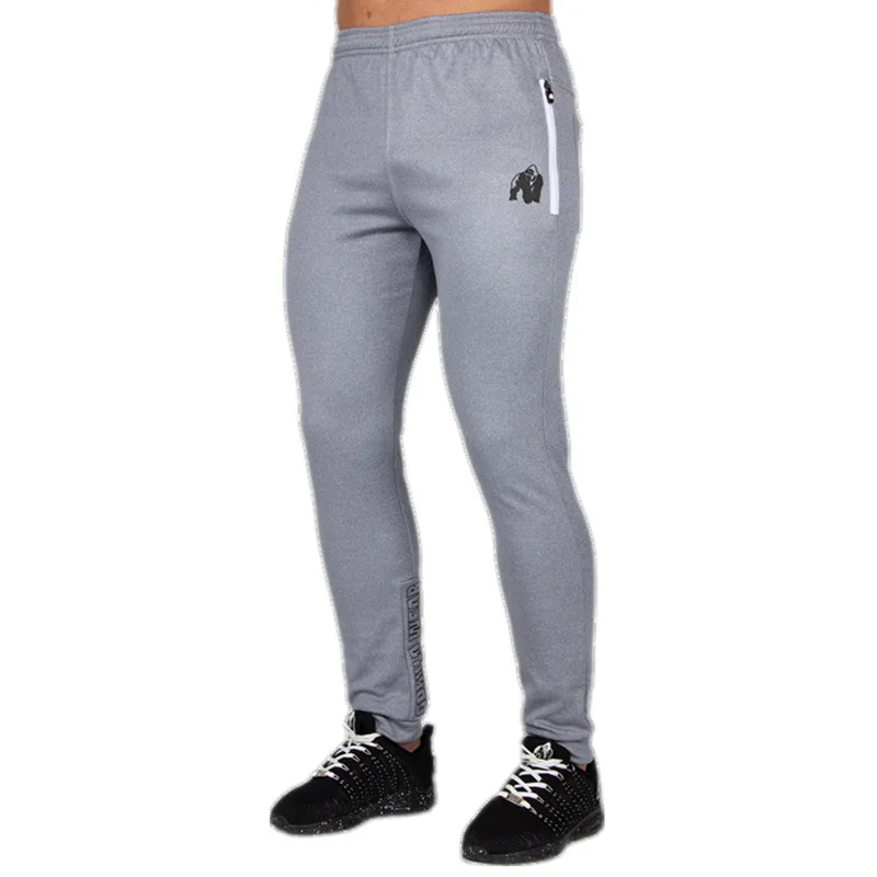 Light grey Трендовые спортивные штаны для бега, обтягивающие брюки, мужские повседневные брюки, мужские хлопковые спортивные штаны для фитнеса и тренировок, осенне-зимняя спортивная одежда - Цвет: Light grey