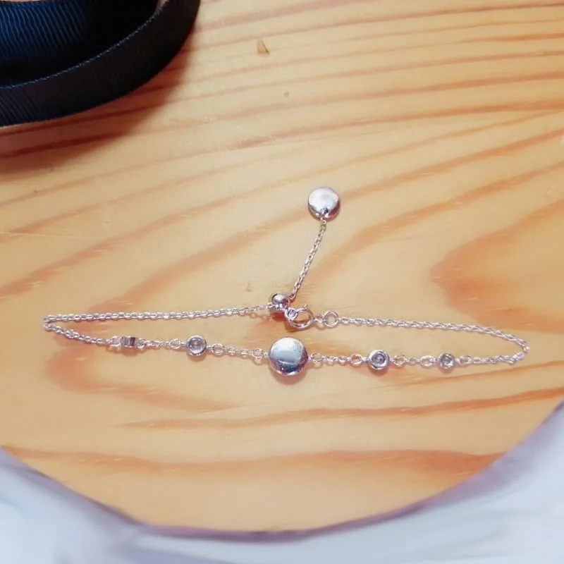 SLJELY модный 925 пробы Серебряный Изысканный круглый браслет с дисками микро проложить кубический цирконий камни для женщин ювелирные украшения