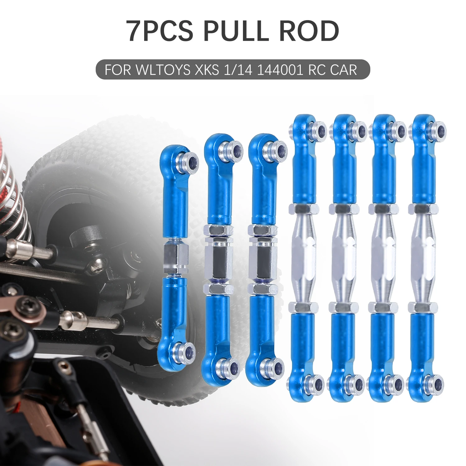 Для WLtoys XKS 1/14 144001 RC автомобиль 7 шт стальные стержни Тяговые из алюминиевого