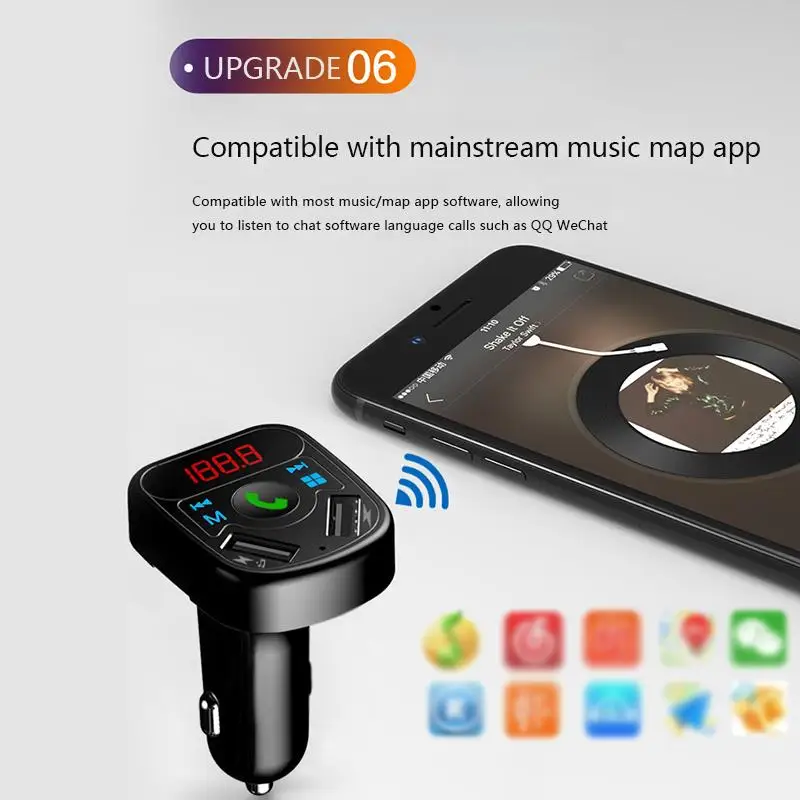 Беспроводной Bluetooth 2,0 FM Автомобильный MP3-плеер двойной USB зарядное устройство автомобиля 3.1A Быстрая зарядка встроенный шумоподавление цепи светодиодный экран