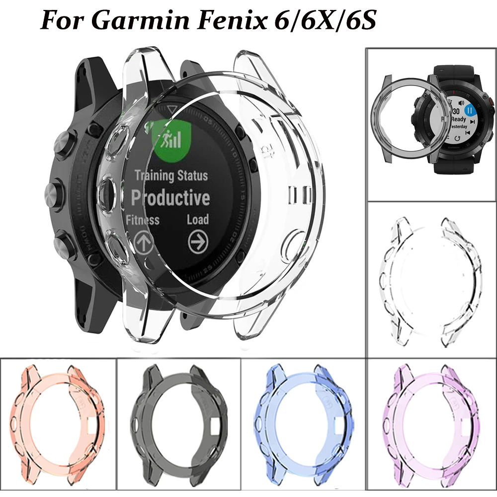 Для Garmin Fenix 6 6S 6X Pro мягкие кристально чистые защитные чехлы из ТПУ крышка рамка